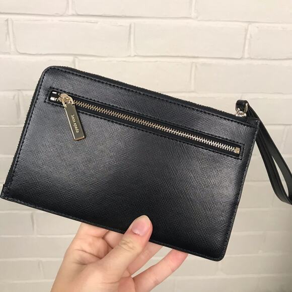 Kate Spade NWT Black Medium L-Zip Wristlet OS - Picture 3 of 7